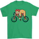 Cycling Sleeping Sloth Bicycle Cyclist Mens T-Shirt Cotton Gildan Irish Green