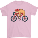 Cycling Sleeping Sloth Bicycle Cyclist Mens T-Shirt Cotton Gildan Light Pink
