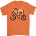 Cycling Sleeping Sloth Bicycle Cyclist Mens T-Shirt Cotton Gildan Orange