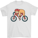 Cycling Sleeping Sloth Bicycle Cyclist Mens T-Shirt Cotton Gildan White
