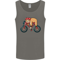 Cycling Sleeping Sloth Bicycle Cyclist Mens Vest Tank Top Charcoal