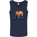 Cycling Sleeping Sloth Bicycle Cyclist Mens Vest Tank Top Navy Blue