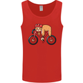 Cycling Sleeping Sloth Bicycle Cyclist Mens Vest Tank Top Red