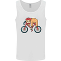 Cycling Sleeping Sloth Bicycle Cyclist Mens Vest Tank Top White