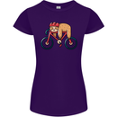Cycling Sleeping Sloth Bicycle Cyclist Womens Petite Cut T-Shirt Purple