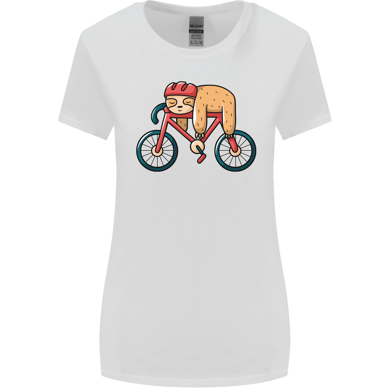Cycling Sleeping Sloth Bicycle Cyclist Womens Wider Cut T-Shirt White
