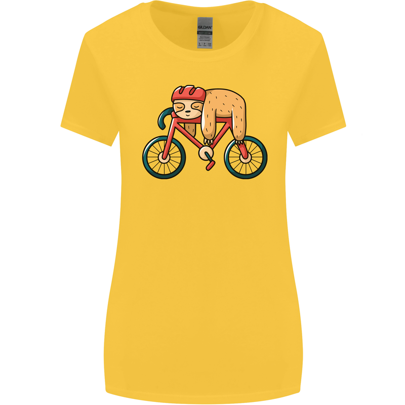 Cycling Sleeping Sloth Bicycle Cyclist Womens Wider Cut T-Shirt Yellow