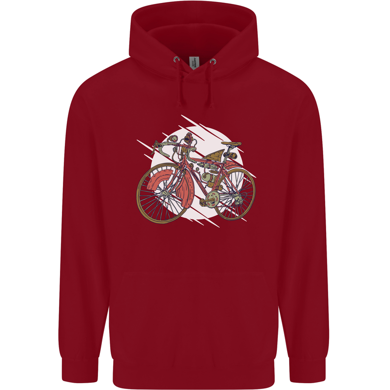 Cycling Steampunk Bicycle Bike Cyclist Childrens Kids Hoodie Red