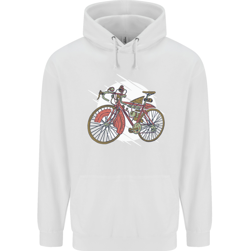 Cycling Steampunk Bicycle Bike Cyclist Childrens Kids Hoodie White