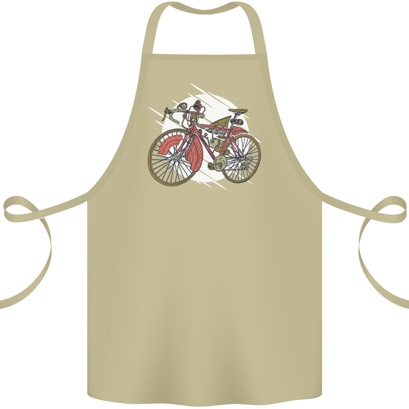 Cycling Steampunk Bicycle Bike Cyclist Cotton Apron 100% Organic Khaki