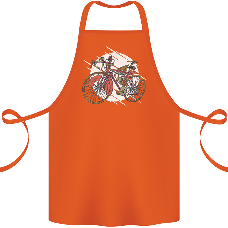 Cycling Steampunk Bicycle Bike Cyclist Cotton Apron 100% Organic Orange