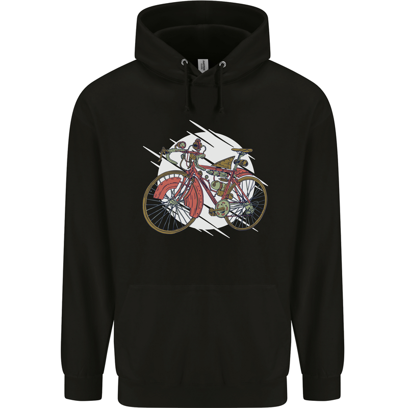 Cycling Steampunk Bicycle Bike Cyclist Mens 80% Cotton Hoodie Black