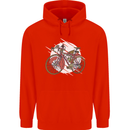 Cycling Steampunk Bicycle Bike Cyclist Mens 80% Cotton Hoodie Bright Red