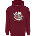 Cycling Steampunk Bicycle Bike Cyclist Mens 80% Cotton Hoodie Maroon