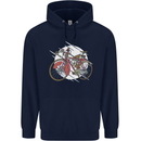Cycling Steampunk Bicycle Bike Cyclist Mens 80% Cotton Hoodie Navy Blue