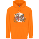 Cycling Steampunk Bicycle Bike Cyclist Mens 80% Cotton Hoodie Orange