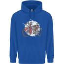 Cycling Steampunk Bicycle Bike Cyclist Mens 80% Cotton Hoodie Royal Blue