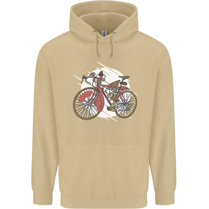 Cycling Steampunk Bicycle Bike Cyclist Mens 80% Cotton Hoodie Sand