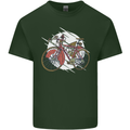 Cycling Steampunk Bicycle Bike Cyclist Mens Cotton T-Shirt Tee Top Forest Green