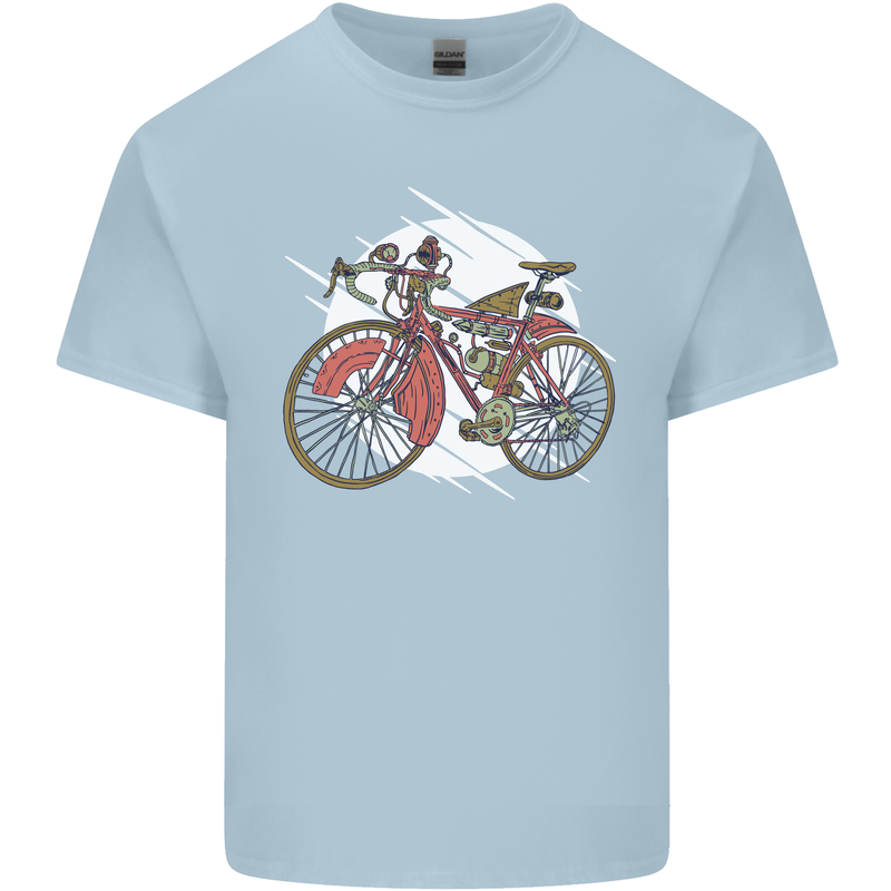 Cycling Steampunk Bicycle Bike Cyclist Mens Cotton T-Shirt Tee Top Light Blue