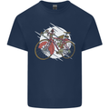 Cycling Steampunk Bicycle Bike Cyclist Mens Cotton T-Shirt Tee Top Navy Blue