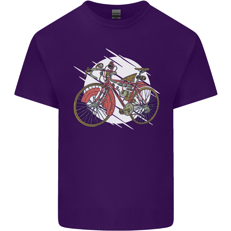 Cycling Steampunk Bicycle Bike Cyclist Mens Cotton T-Shirt Tee Top Purple