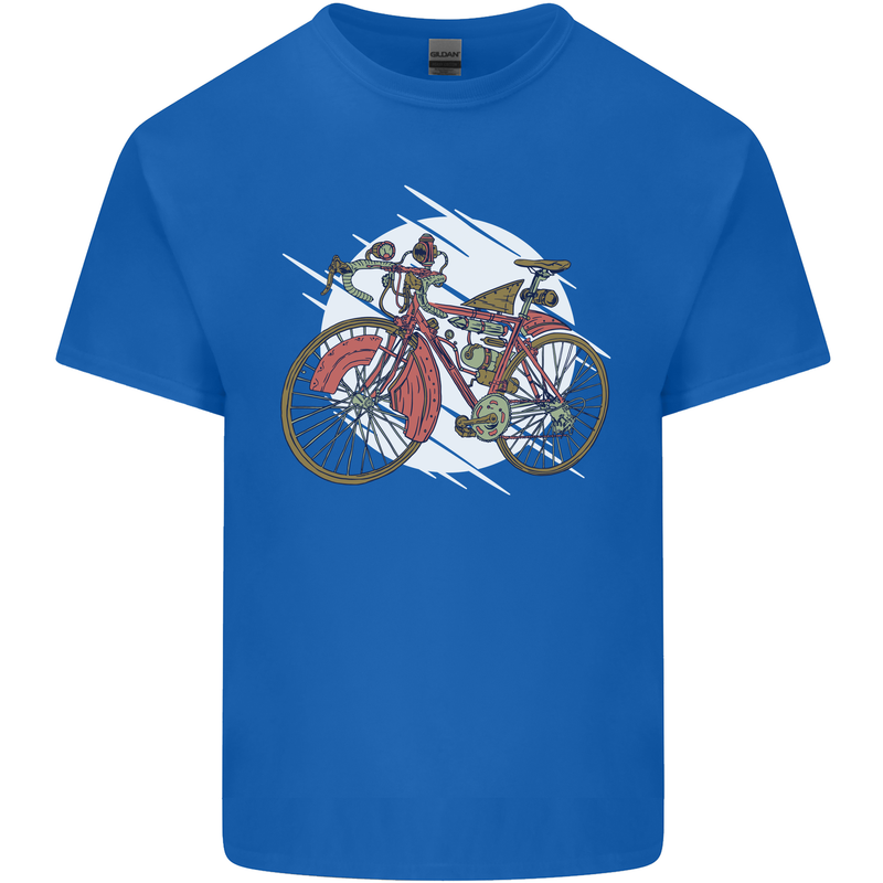 Cycling Steampunk Bicycle Bike Cyclist Mens Cotton T-Shirt Tee Top Royal Blue