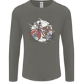 Cycling Steampunk Bicycle Bike Cyclist Mens Long Sleeve T-Shirt Charcoal