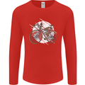 Cycling Steampunk Bicycle Bike Cyclist Mens Long Sleeve T-Shirt Red