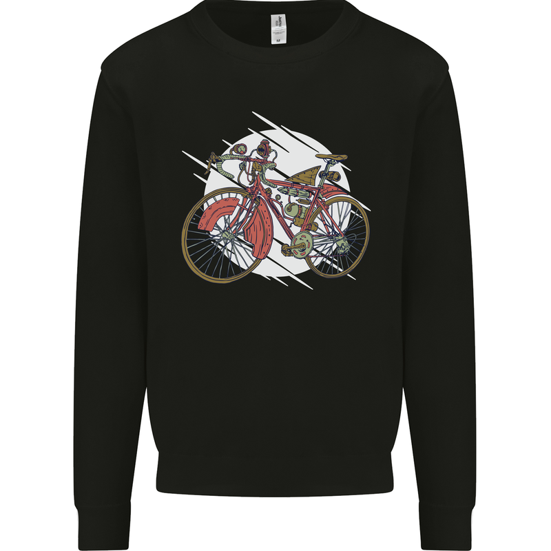 Cycling Steampunk Bicycle Bike Cyclist Mens Sweatshirt Jumper Black