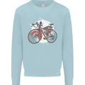 Cycling Steampunk Bicycle Bike Cyclist Mens Sweatshirt Jumper Light Blue