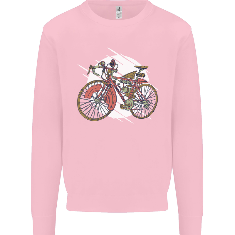 Cycling Steampunk Bicycle Bike Cyclist Mens Sweatshirt Jumper Light Pink
