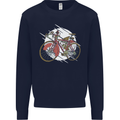 Cycling Steampunk Bicycle Bike Cyclist Mens Sweatshirt Jumper Navy Blue