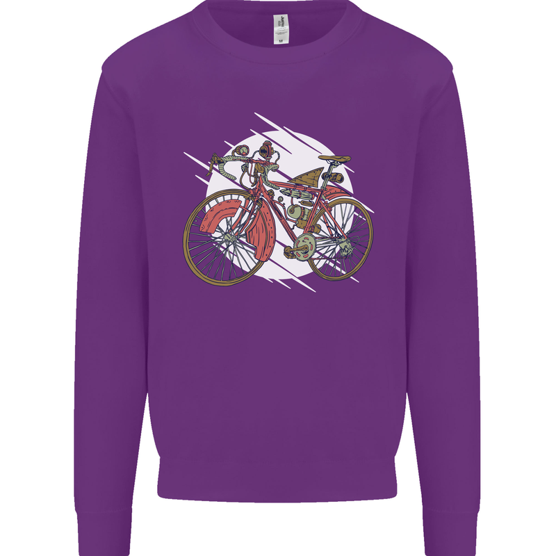 Cycling Steampunk Bicycle Bike Cyclist Mens Sweatshirt Jumper Purple