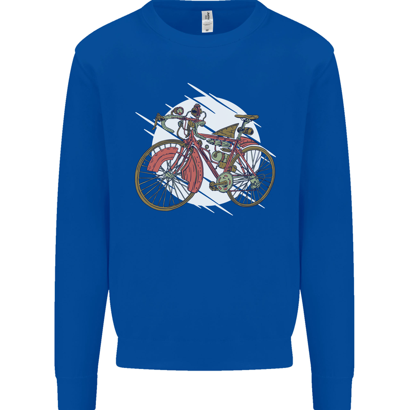 Cycling Steampunk Bicycle Bike Cyclist Mens Sweatshirt Jumper Royal Blue