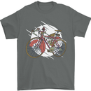 Cycling Steampunk Bicycle Bike Cyclist Mens T-Shirt Cotton Gildan Charcoal
