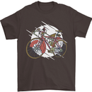 Cycling Steampunk Bicycle Bike Cyclist Mens T-Shirt Cotton Gildan Dark Chocolate