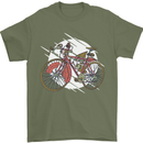 Cycling Steampunk Bicycle Bike Cyclist Mens T-Shirt Cotton Gildan Military Green