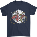 Cycling Steampunk Bicycle Bike Cyclist Mens T-Shirt Cotton Gildan Navy Blue