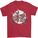 Cycling Steampunk Bicycle Bike Cyclist Mens T-Shirt Cotton Gildan Red