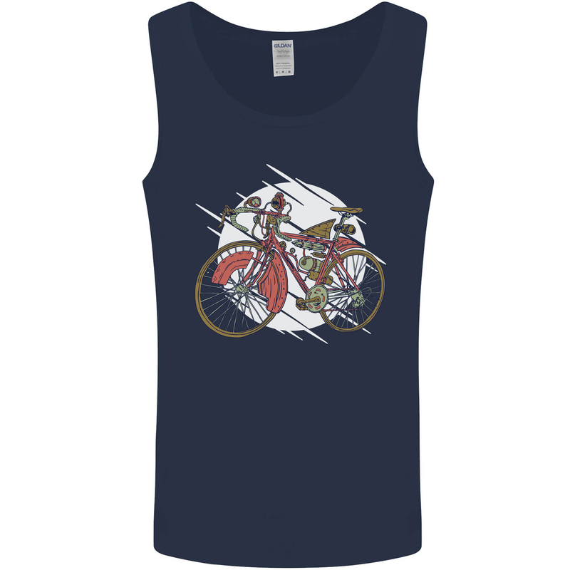 Cycling Steampunk Bicycle Bike Cyclist Mens Vest Tank Top Navy Blue