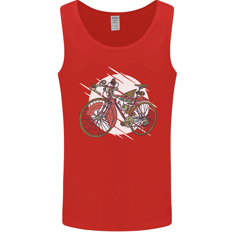 Cycling Steampunk Bicycle Bike Cyclist Mens Vest Tank Top Red