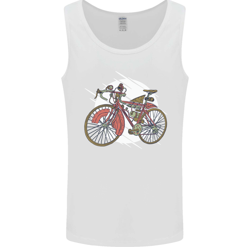 Cycling Steampunk Bicycle Bike Cyclist Mens Vest Tank Top White