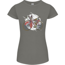Cycling Steampunk Bicycle Bike Cyclist Womens Petite Cut T-Shirt Charcoal