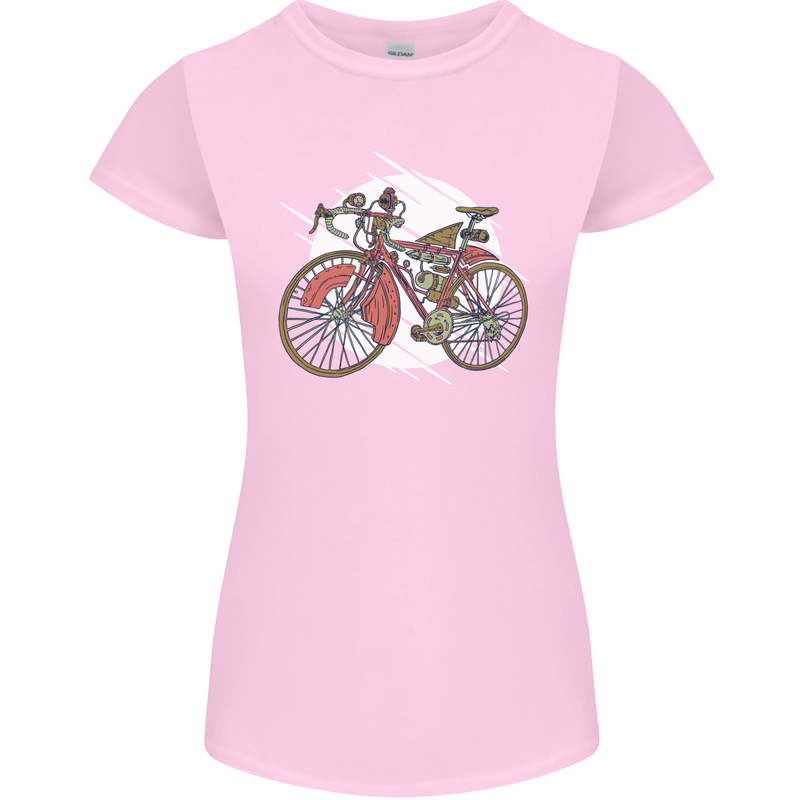 Cycling Steampunk Bicycle Bike Cyclist Womens Petite Cut T-Shirt Light Pink