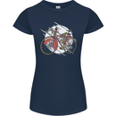 Cycling Steampunk Bicycle Bike Cyclist Womens Petite Cut T-Shirt Navy Blue