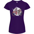 Cycling Steampunk Bicycle Bike Cyclist Womens Petite Cut T-Shirt Purple