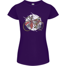 Cycling Steampunk Bicycle Bike Cyclist Womens Petite Cut T-Shirt Purple