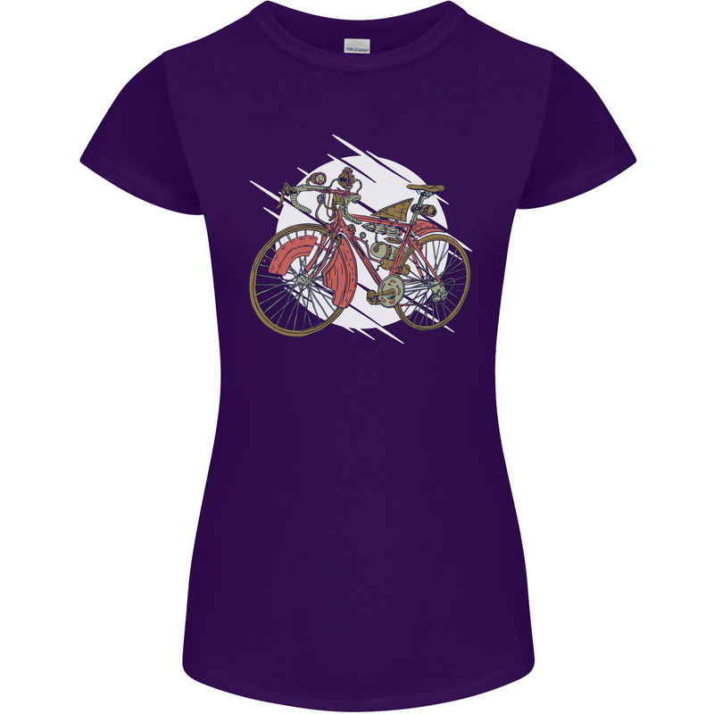 Cycling Steampunk Bicycle Bike Cyclist Womens Petite Cut T-Shirt Purple