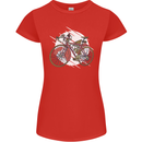 Cycling Steampunk Bicycle Bike Cyclist Womens Petite Cut T-Shirt Red